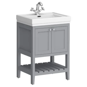 Trafalgar Freestanding Vanity Unit - 610mm Grey with Chrome Handles