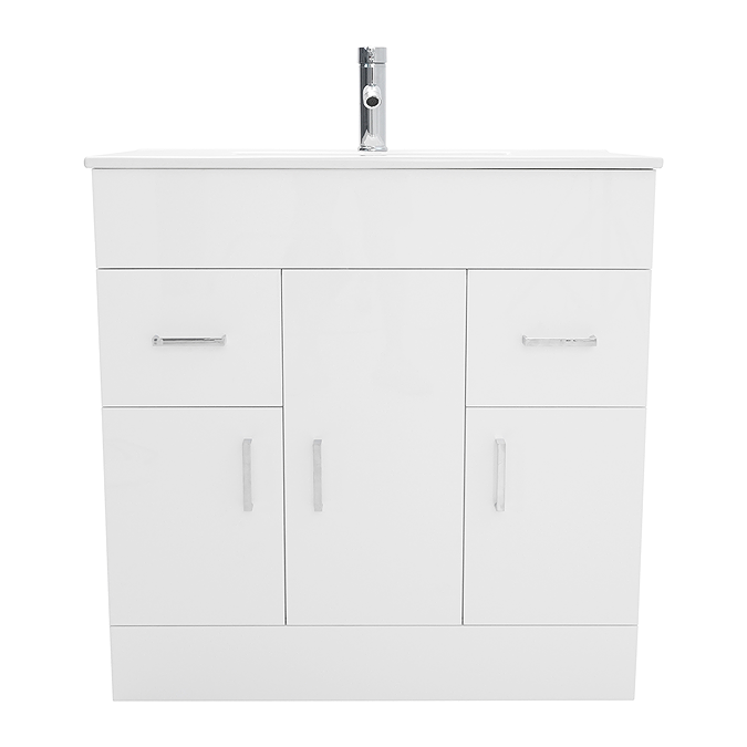 AquaSure Toreno PVC Vanity Unit - 800mm Modern Gloss White - 100% Waterproof - Image 2