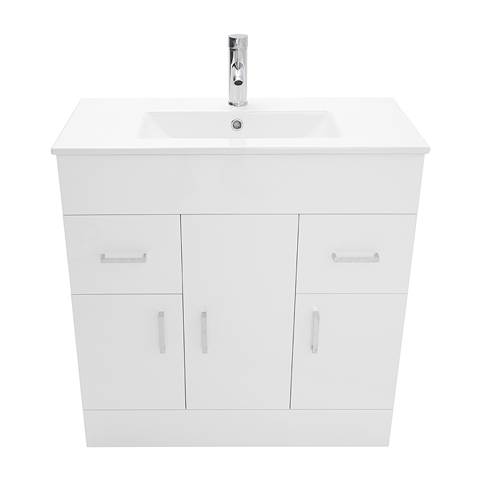AquaSure Toreno PVC Vanity Unit - 800mm Modern Gloss White - 100% Waterproof - Image 3