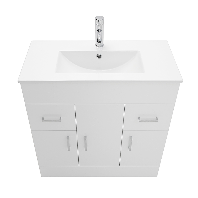 AquaSure Toreno PVC Vanity Unit - 800mm Modern Gloss White - 100% Waterproof - Image 4