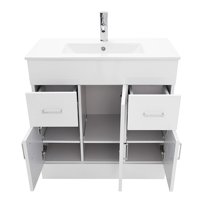 AquaSure Toreno PVC Vanity Unit - 800mm Modern Gloss White - 100% Waterproof - Image 5