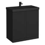 Atlas 800mm Matt Black 2-Door Vanity Unit with Matt Black Basin