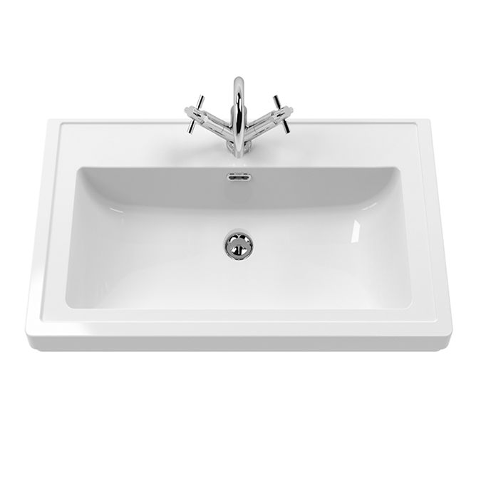 Roxbury Traditional 800mm Satin Grey Vanity Unit - Floor Standing 2 Door Unit with Matt Black Handles 1 Tap Hole - Image 3