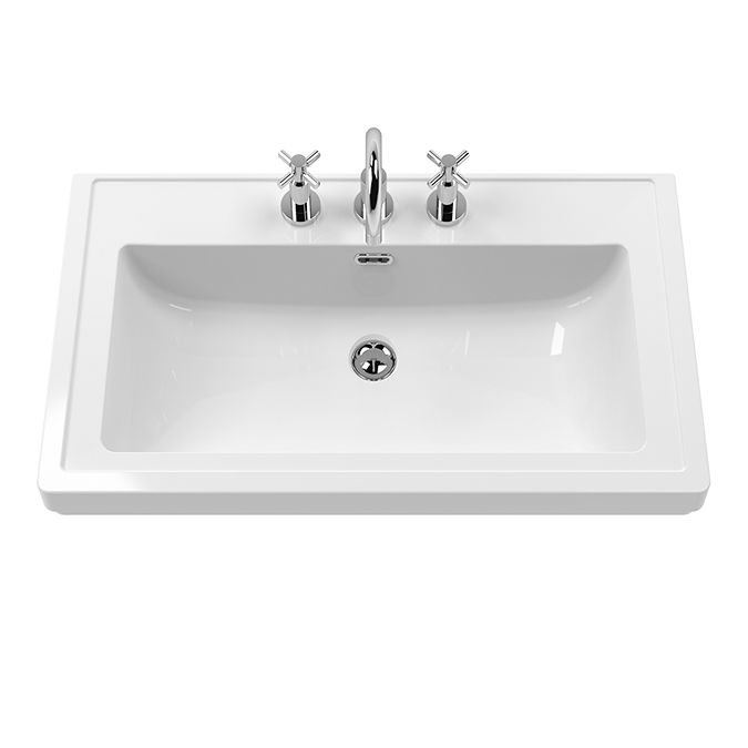 Roxbury Traditional 800mm Satin Grey Vanity Unit - Floor Standing 2 Door Unit with Matt Black Handles 1 Tap Hole - Image 4