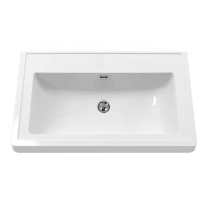 Roxbury Traditional 800mm Satin Grey Vanity Unit - Floor Standing 2 Door Unit with Brushed Brass Handles 1 Tap Hole - Image 2