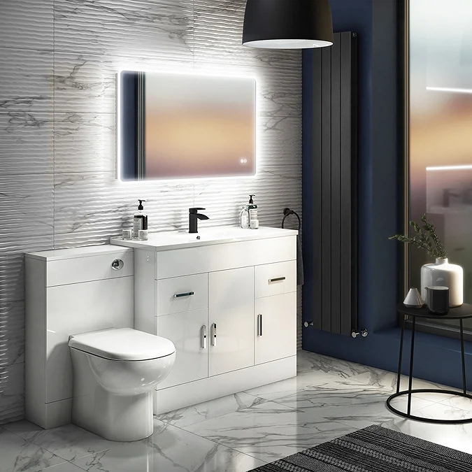 Toreno Vanity Sink With Cabinet - 1000mm Modern High Gloss White - Image 3