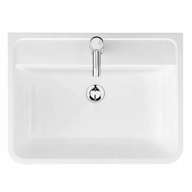 Radius 600mm Floor Standing 2 Door Vanity Unit with Chrome Handles - Gloss White - Image 3