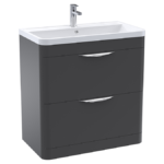 Monza 800mm Floor Standing Vanity Unit with Chrome Handles - Soft Black