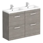 Brooklyn 1205mm Grey Avola Double Basin 4 Drawer Vanity Unit