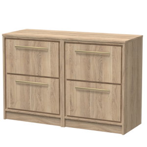 Arezzo Moda 1205mm Rustic Oak Floor Standing 4 Drawer Countertop Vanity Unit with Brushed Brass Handles