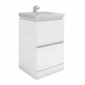 RAK Resort 550mm 2-Drawer Floor Standing Vanity Unit with Basin - Matt White