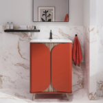 Old London Hunter Green Art Deco 1000mm Angled Cabinet with Black Marble Basin Top