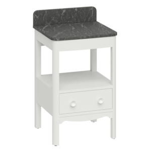 Burlington Guild 560mm Floor Standing Vanity Unit & Marquina Worktop with Upstand - Varley White