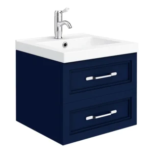 Trafalgar Wall Hung Vanity - Matt Blue - 500mm 2 Drawer with Chrome Handles