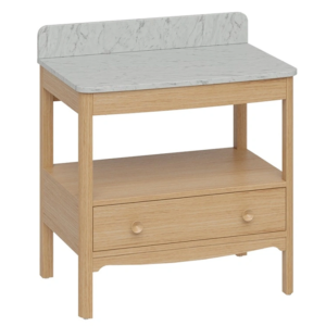 Burlington Guild 850mm Floor Standing Vanity Unit & Carrara Worktop with Upstand - Light Oak