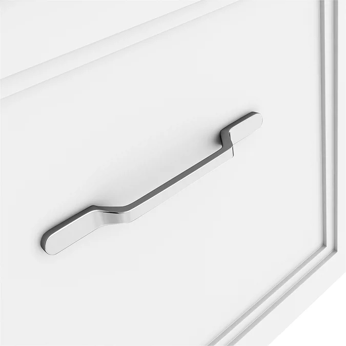 Trafalgar Wall Hung Vanity - Matt White - 800mm 2 Drawer with Chrome Handles - Image 3