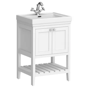 Trafalgar Freestanding Vanity Unit - 610mm White with Chrome Handles