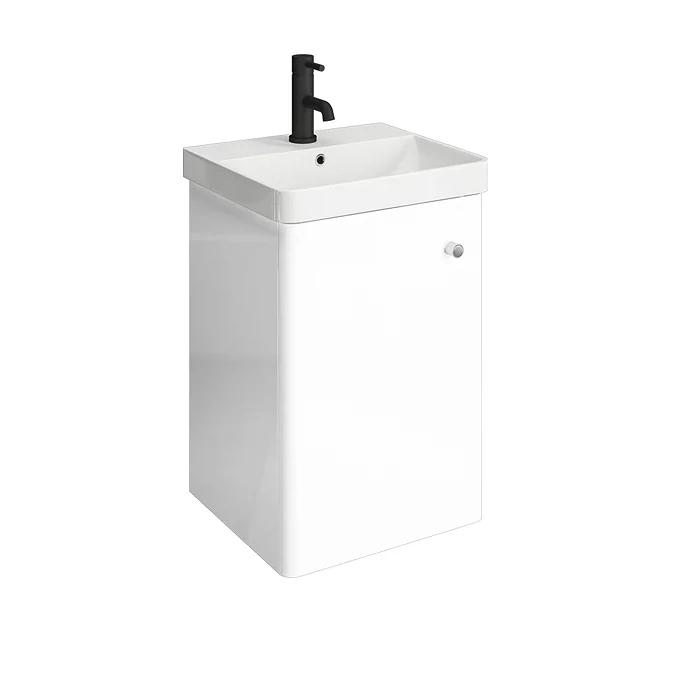 Arezzo Matt Blue 450mm 1TH Wall Hung Cloakroom Vanity Unit With Rose Gold Handle - Image 3