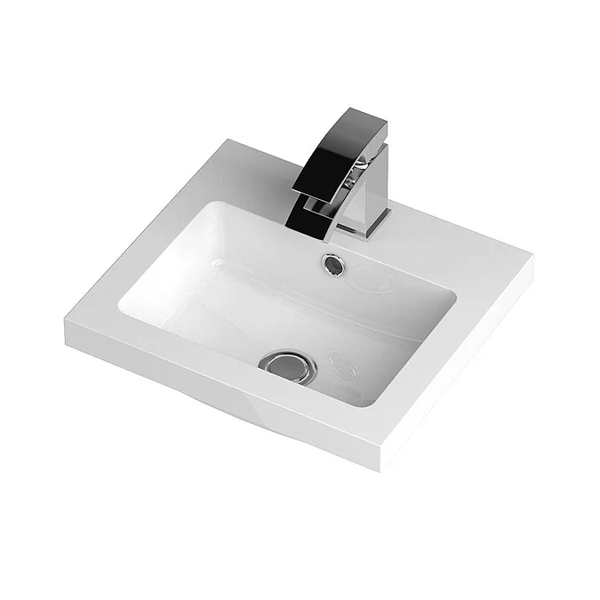 Apollo2 405mm Gloss Grey Wall Hung Vanity Unit w. Matt Black Handle - Image 2