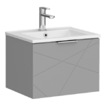 Voyage Wall Hung Vanity - 500mm Cool Grey with Chrome Handle