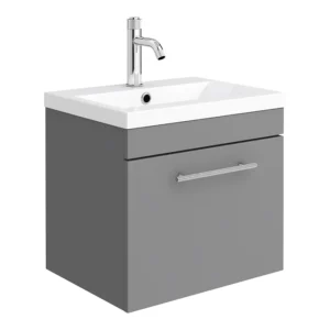 Arezzo Industrial Style 500 Matt Grey Wall Hung Vanity Unit with Chrome Handle