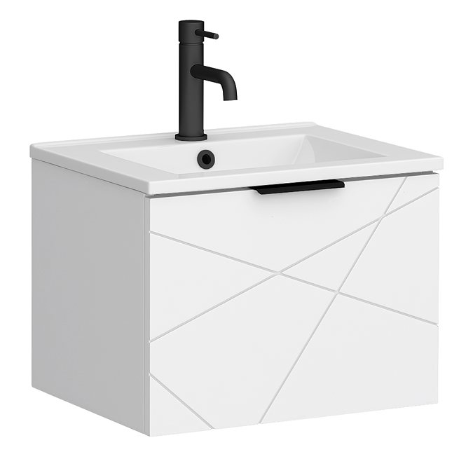 Voyage Wall Hung Vanity - 500mm Arctic White with Matt Black Handle