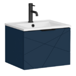 Voyage Wall Hung Vanity - 500mm Indigo Blue with Matt Black Handle