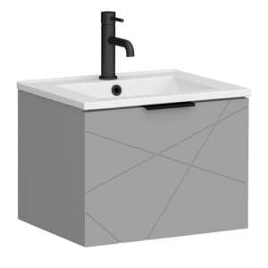 Voyage Wall Hung Vanity - 500mm Cool Grey with Matt Black Handle