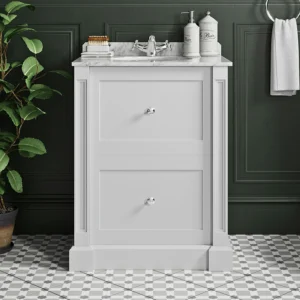 The Bath Co. Burghley Matt White Floor Standing Vanity Unit and Basin 650mm