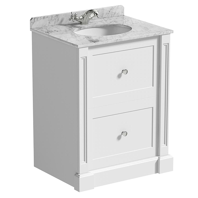 The Bath Co. Burghley Matt White Floor Standing Vanity Unit and Basin 650mm - Image 4