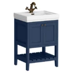 Trafalgar Freestanding Vanity Unit - 610mm Blue with Antique Brass Handles