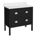 Alchemy 810mm Floor Standing Vanity Unit - Matt Black with White Granite Worktop & Chrome Handles