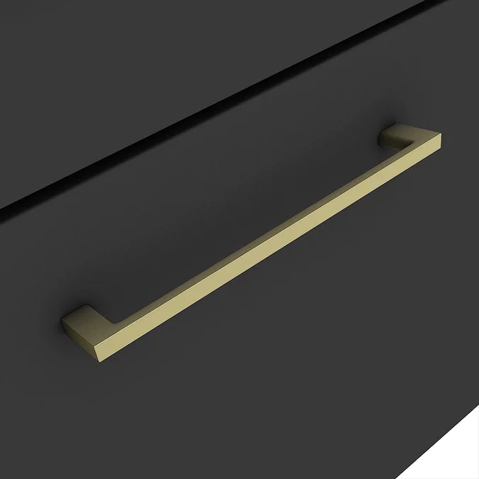 Arezzo 500 Matt Black Wall Hung 1-Drawer Vanity Unit with Brushed Brass Handle - Image 4