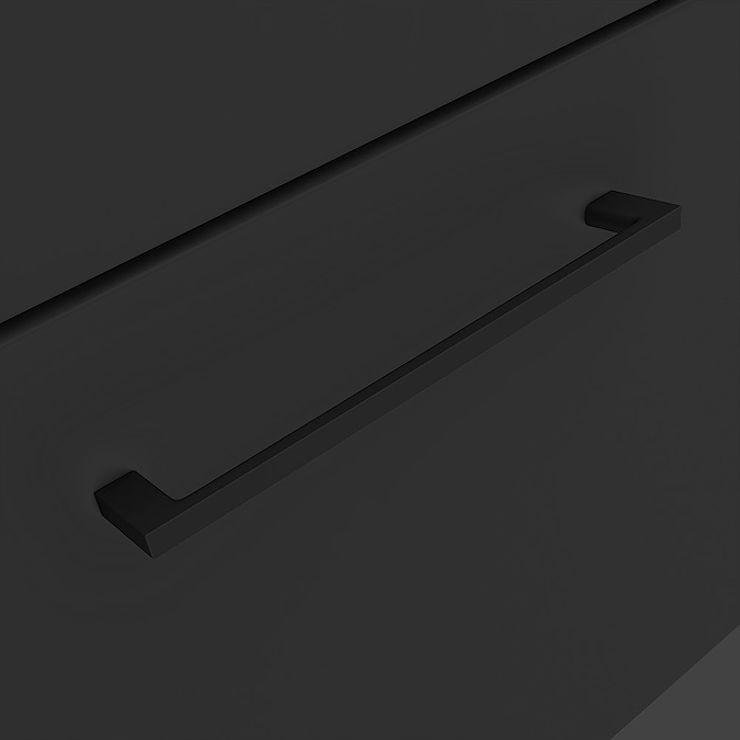 Arezzo 600 Matt Black Wall Hung Vanity Unit with Matt Black Basin + Handle - Image 3