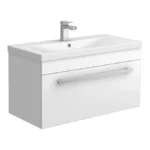 Nova 800mm Mid-Edge Basin Wall Hung High Gloss White Vanity Unit