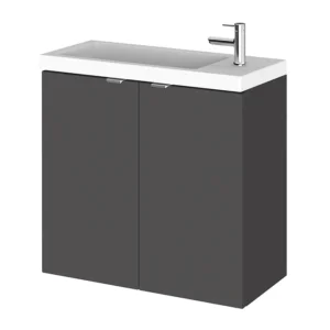 Hudson Reed 600mm Gloss Grey Wall Hung Compact Unit & Basin