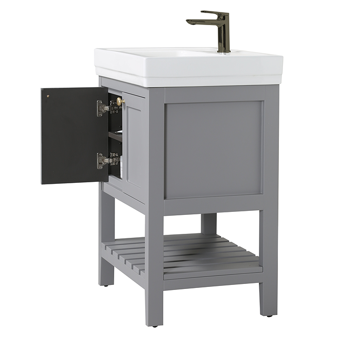 Trafalgar Freestanding Vanity Unit - 810mm Grey with Antique Brass Handles - Image 3