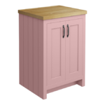 Chatsworth 545mm Traditional Dusky Pink Countertop Vanity with Beech Worktop & Matt Black Handles