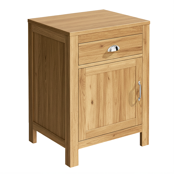 Trafalgar 600mm Solid Oak Floor Standing Countertop Vanity Unit with Chrome Handles