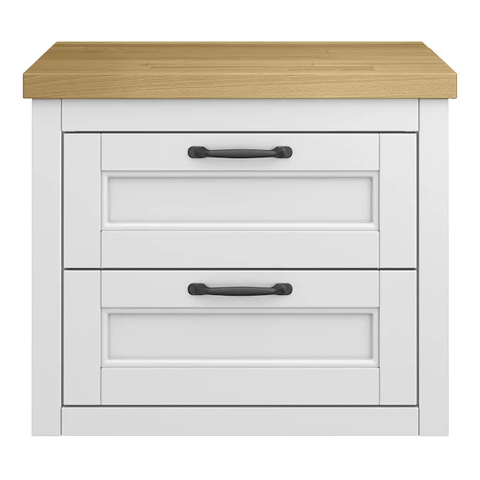 Chatsworth 545mm Grey Wall Hung Countertop Vanity with Beech Worktop & Matt Black Handles - Image 2