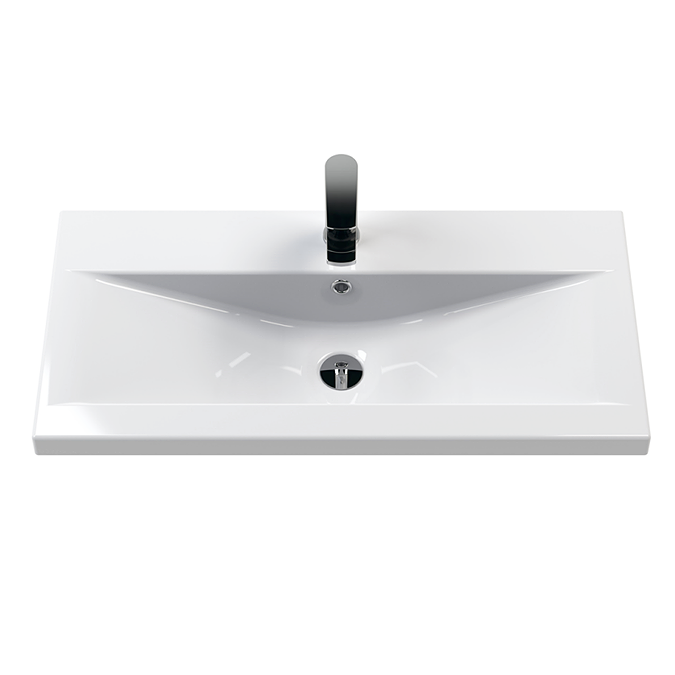 AquaSure Tribeca Waterproof PVC Wall Hung Vanity Unit Gloss White - 800mm with Matt Black Handles - Image 4