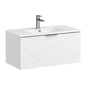 Voyage Wall Hung Vanity - 800mm Arctic White with Chrome Handle