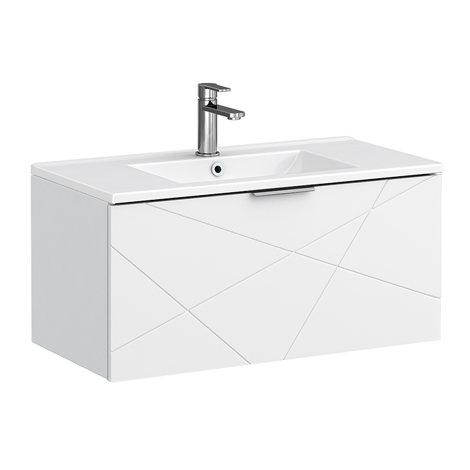Voyage Wall Hung Vanity - 800mm Arctic White with Chrome Handle