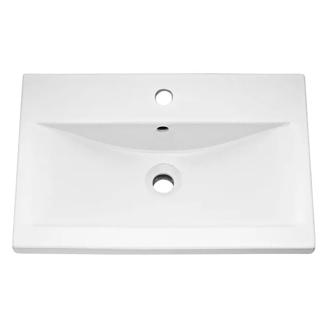 Arezzo 600 Matt Blue Wall Hung 2-Drawers Vanity Unit with Brushed Brass Handles - Image 2