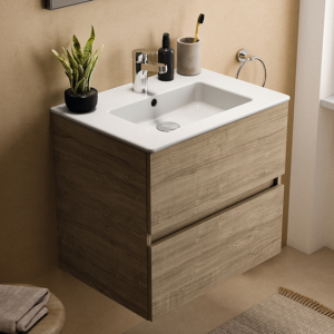 Ideal Standard Eurovit+ 60cm Wall Hung 2 Drawer Vanity Unit with Basin - Natural Oak