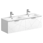 Voyage Wall Hung Double Basin Vanity - 1200mm Arctic White with Chrome Handles