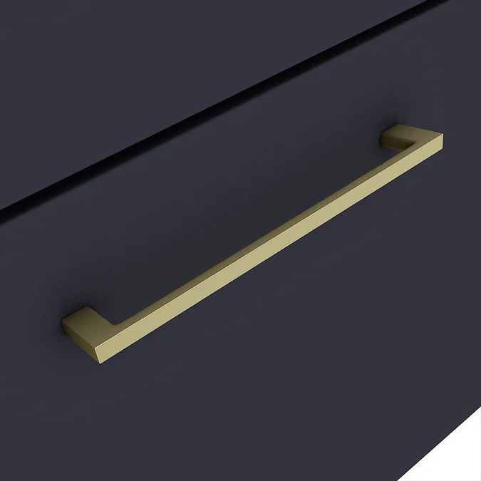 Arezzo Matt Blue Wall Hung 4 Drawer Double Countertop Vanity Unit (1200mm w. Brushed Brass Handles) - Image 2