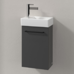 Villeroy and Boch Avento 360mm Wall-Hung Vanity Unit & Basin - Graphite with Black Handle