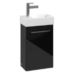 Villeroy and Boch Avento Crystal Black 360mm Wall Hung Vanity Unit with Right Bowl Basin Right Hinged Door