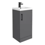 Apollo2 405mm Gloss Grey Floor Standing Vanity Unit w. Matt Black Handle
